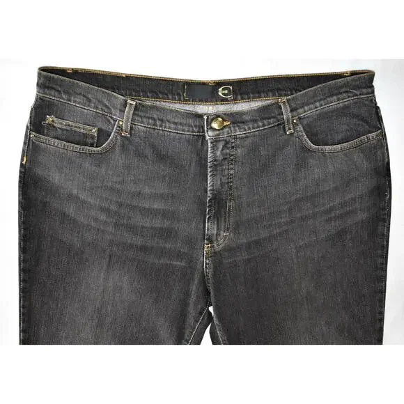 B0 Auth JUST CAVALLI ROBERTO CAVALLI Washed Black Straight Leg Jeans Sz W40 L35 - Picture 2 of 7